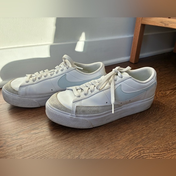Nike Light Blue & White Blazer Low Platforms - Size W 9 EU 40.5 - Picture 7 of 13